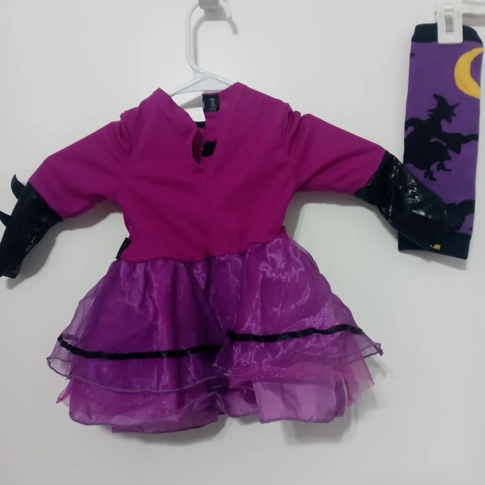 DC COMICS INFANT GIRL BLACK FUSCHIA DRESS HALLOWEEN BATGIRL COSTUME 3-6 MOS